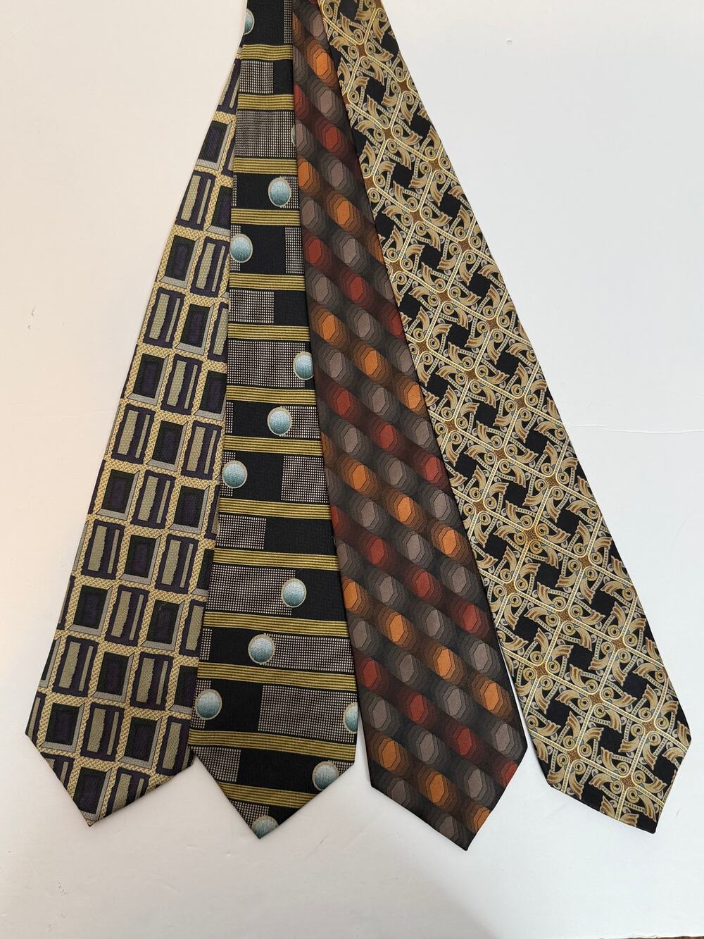Lot 4 Vintage 100% Silk Neckties Matrix Joseph Feiss Barry Wells 1990s EUC